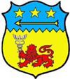 Tiranti   Coup� dench� d'azur et d'or : au I , au dard en fasce la pointe � dextre, surmont� par trois �toiles de fasce, le tout d'or ; au II au lion de gueules tenant dans la patte droite un caduc�e de sable en barre.    Devise " Suadet vel cogit ".                                